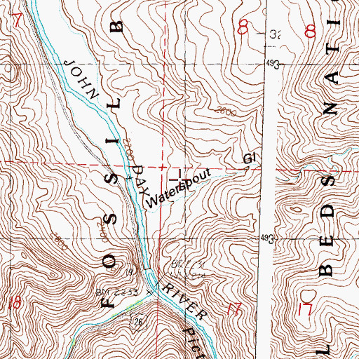 Topographic Map of Waterspout Gulch, OR