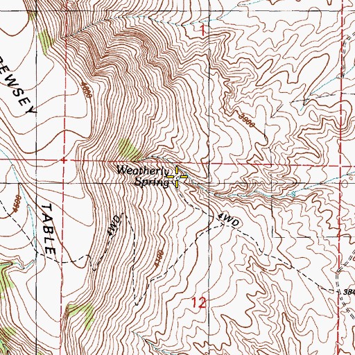 Topographic Map of Weatherly Spring, OR