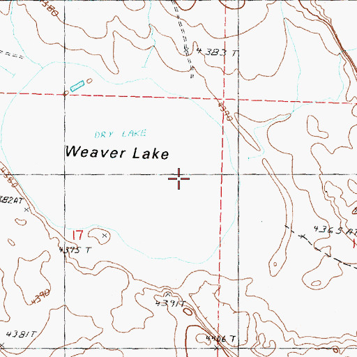 Topographic Map of Weaver Lake, OR