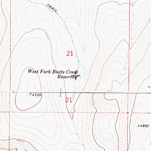 Topographic Map of West Fork Butte Creek Reservoir, OR
