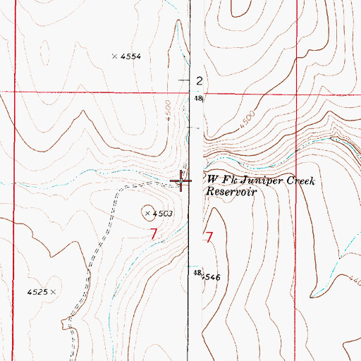 Topographic Map of West Fork Juniper Creek Reservoir, OR