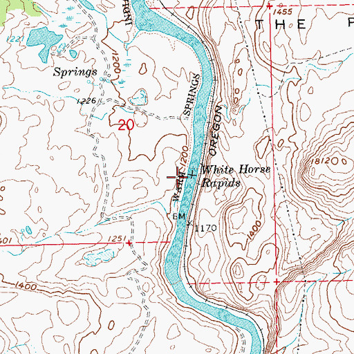 Topographic Map of White Horse Rapids, OR