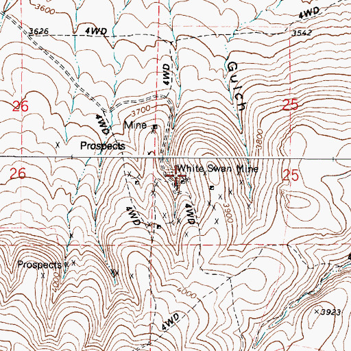 Topographic Map of White Swan Mine, OR