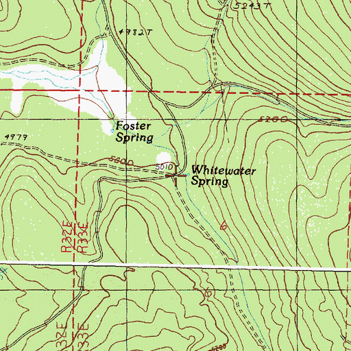 Topographic Map of Whitewater Spring, OR