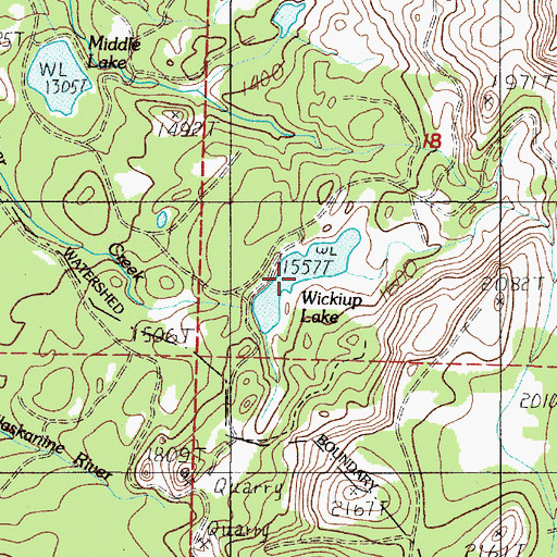 Topographic Map of Wickiup Lake, OR