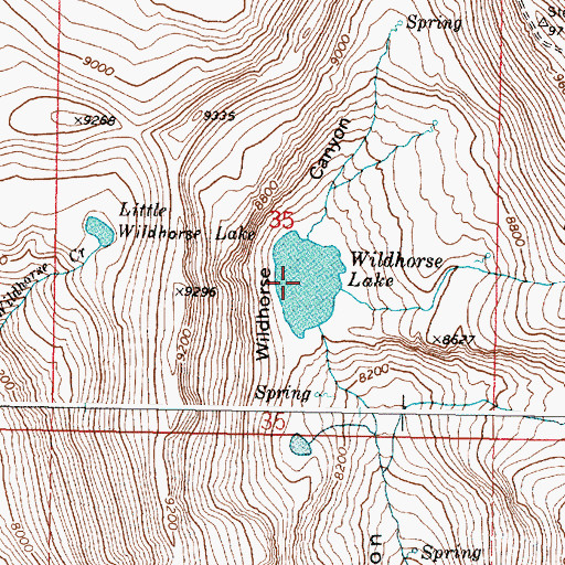 Topographic Map of Wildhorse Lake, OR