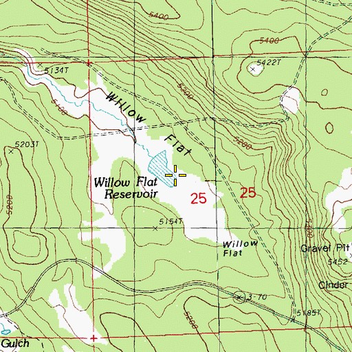 Topographic Map of Willow Flat, OR