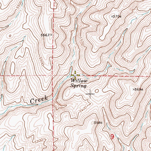 Topographic Map of Willow Spring, OR