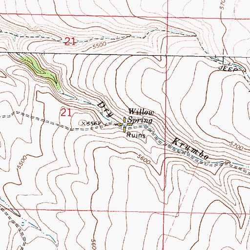 Topographic Map of Willow Spring, OR