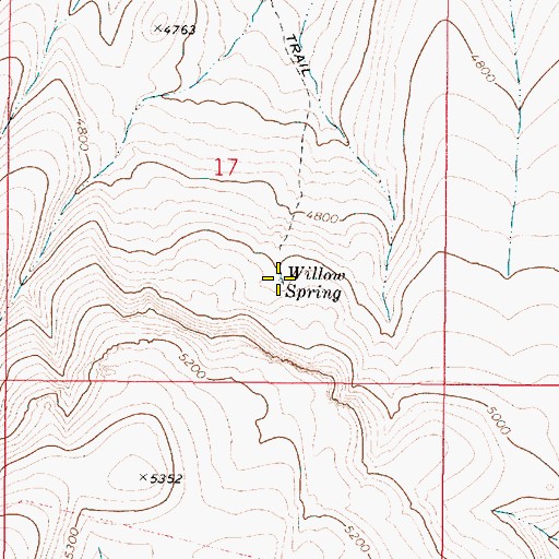 Topographic Map of Willow Spring, OR