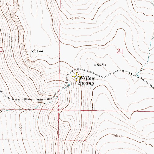 Topographic Map of Willow Spring, OR