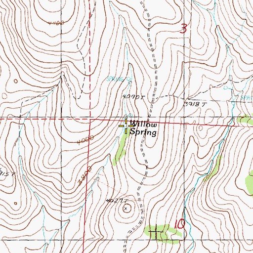 Topographic Map of Willow Spring, OR