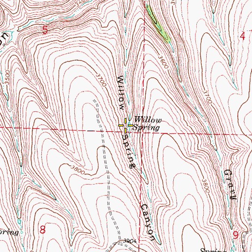 Topographic Map of Willow Spring, OR