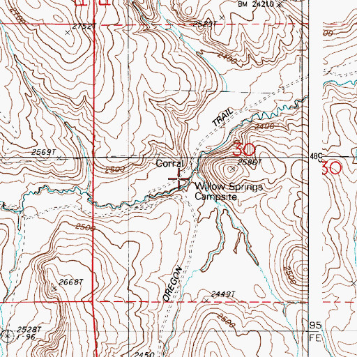 Topographic Map of Willow Springs Camp, OR