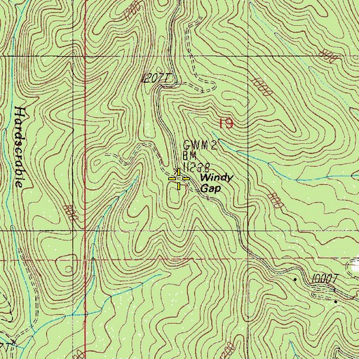 Topographic Map of Windy Gap, OR