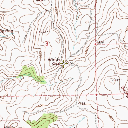 Topographic Map of Windy Gap, OR