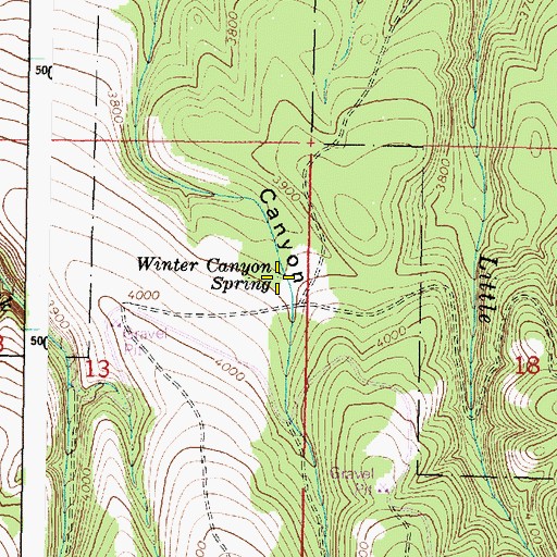 Topographic Map of Winter Canyon Spring, OR