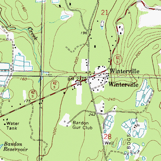 Topographic Map of Winterville, OR