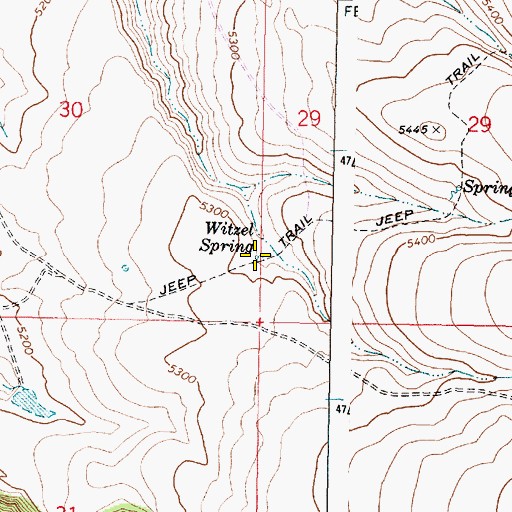 Topographic Map of Witzel Spring, OR