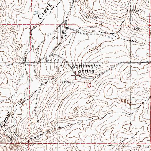 Topographic Map of Worthington Spring, OR