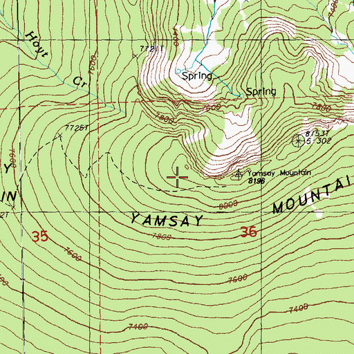 Topographic Map of Yamsay Mountain, OR