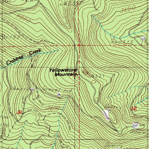 Topographic Map of Yellowstone Mountain, OR
