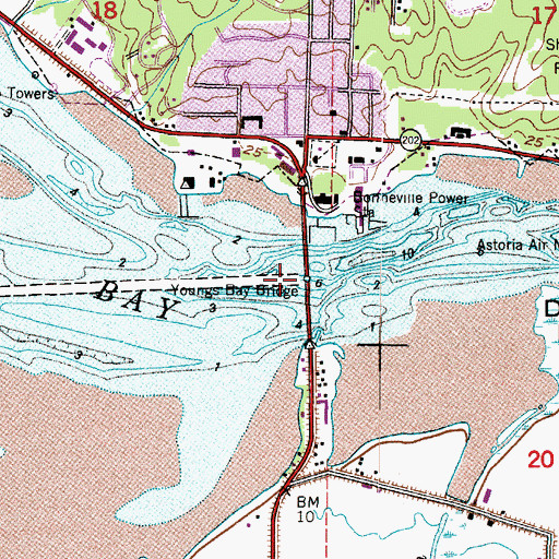 Topographic Map of Youngs Bay Bridge US-101 Alternate, OR