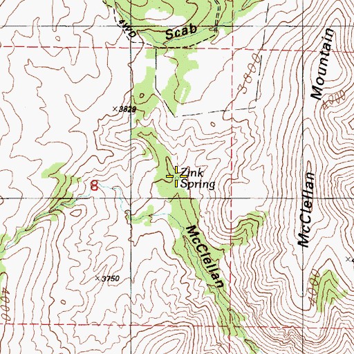 Topographic Map of Zink Spring, OR