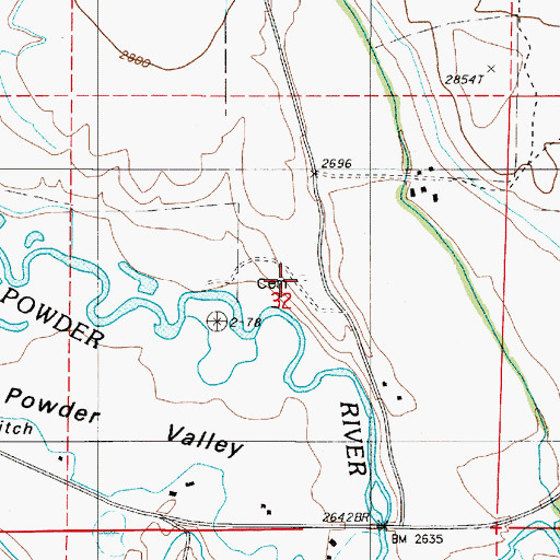 Topographic Map of Love Family Cemetery, OR