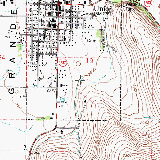 Topographic Map of Prescott Ditch, OR