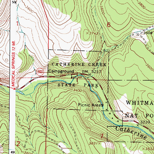 Topographic Map of Ames Creek, OR