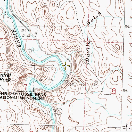 Topographic Map of Devils Gulch, OR