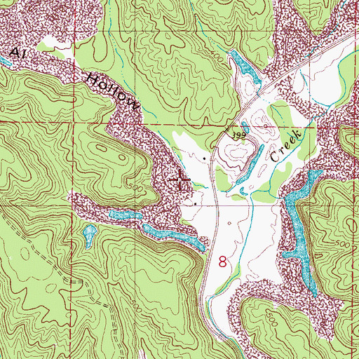 Topographic Map of Al Hollow, AL