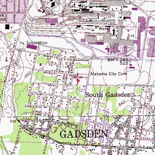 Topographic Map of Alabama City Cemetery, AL