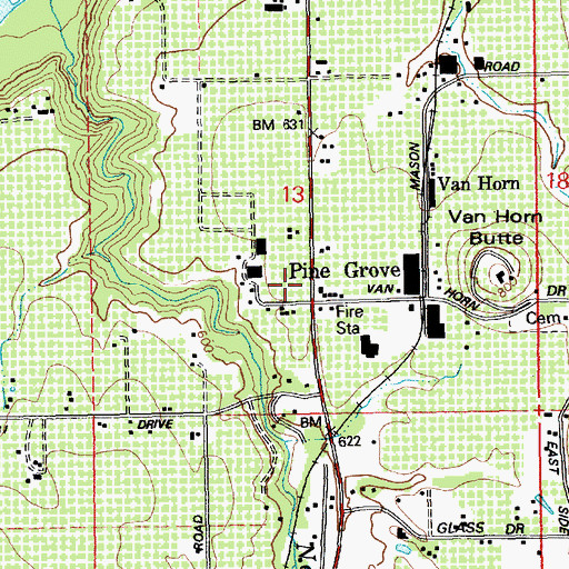 Topographic Map of Pine Grove, OR