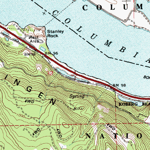 Topographic Map of Koberg Beach, OR