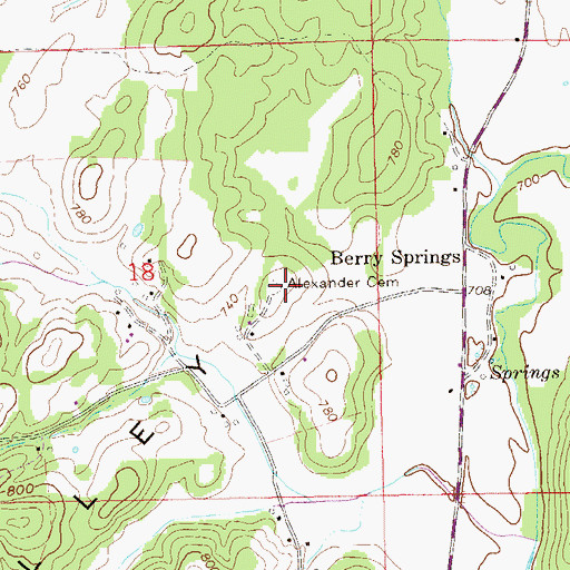 Topographic Map of Alexander Cemetery, AL