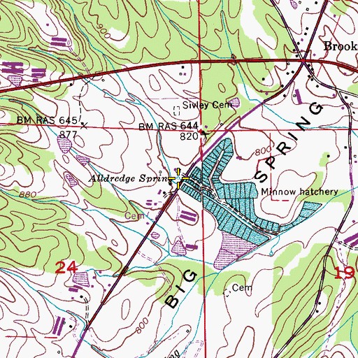 Topographic Map of Alldredge Spring, AL