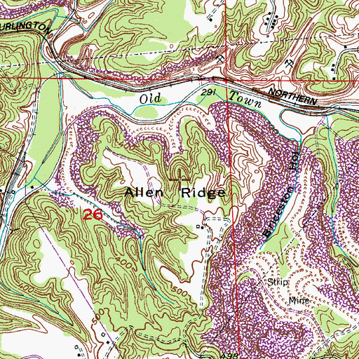 Topographic Map of Allen Ridge, AL