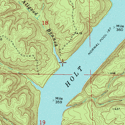 Topographic Map of Allgood Branch, AL