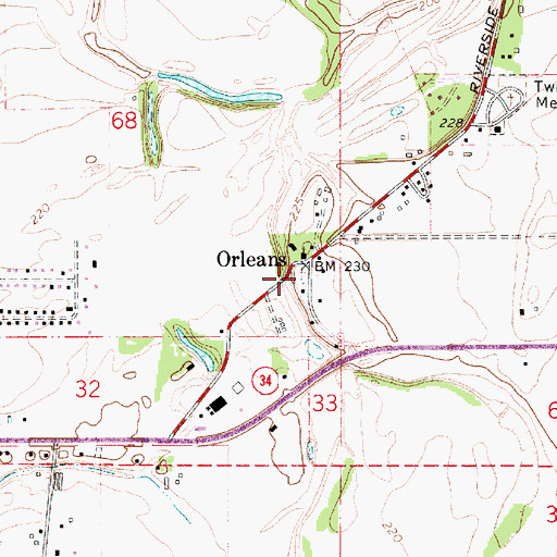 Topographic Map of Orleans Cemetery, OR