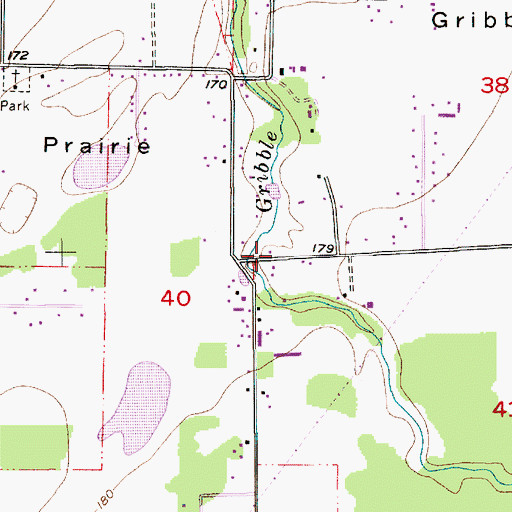 Topographic Map of Gribble Cemetery, OR
