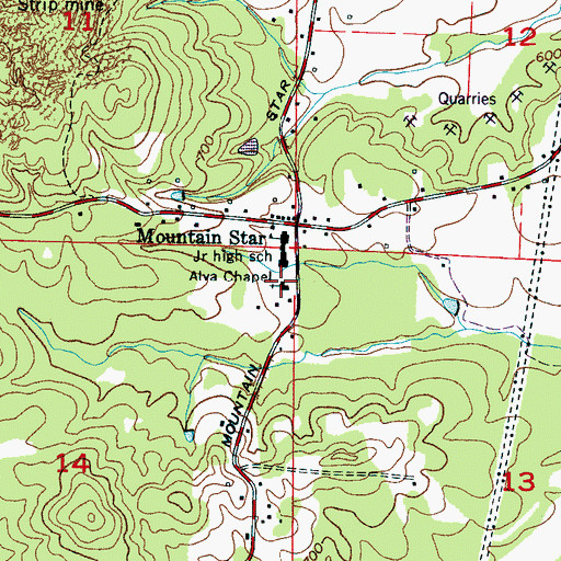 Topographic Map of Alva Chapel, AL