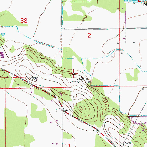 Topographic Map of Gaines Cemetery, OR