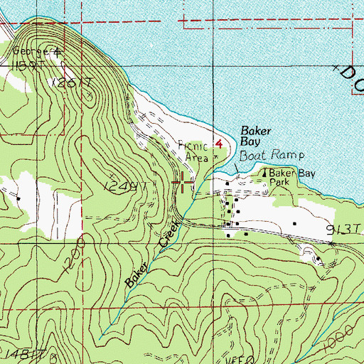Topographic Map of Baker Creek, OR
