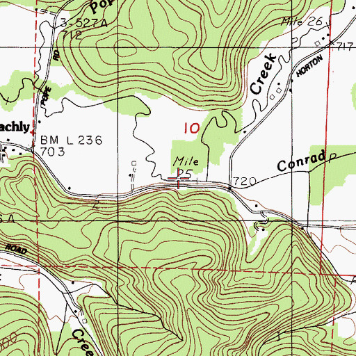 Topographic Map of Conrad Creek, OR