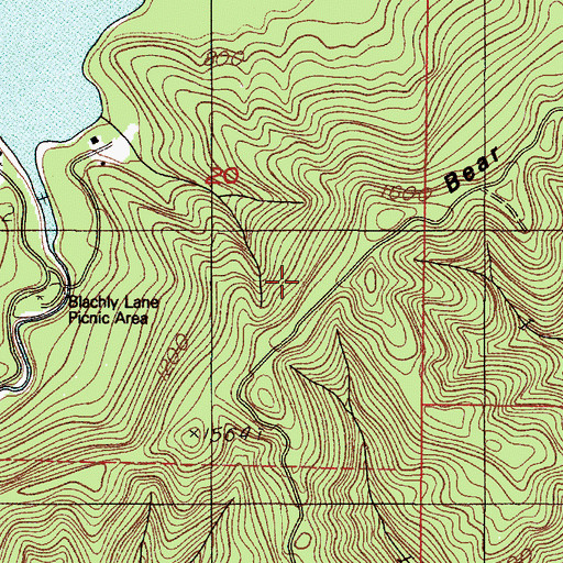 Topographic Map of Bear Ridge, OR