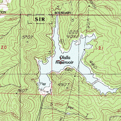 Topographic Map of Olalla Reservoir, OR