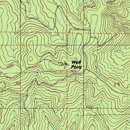 Topographic Map of Wolf Point, OR
