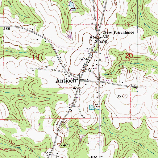 Topographic Map of Antioch, AL